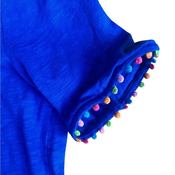 Boden Ali Pom Sleeve Dress Knee Length Sz US 4R Blue Short Sleeve Surf the Web - Picture 8 of 15